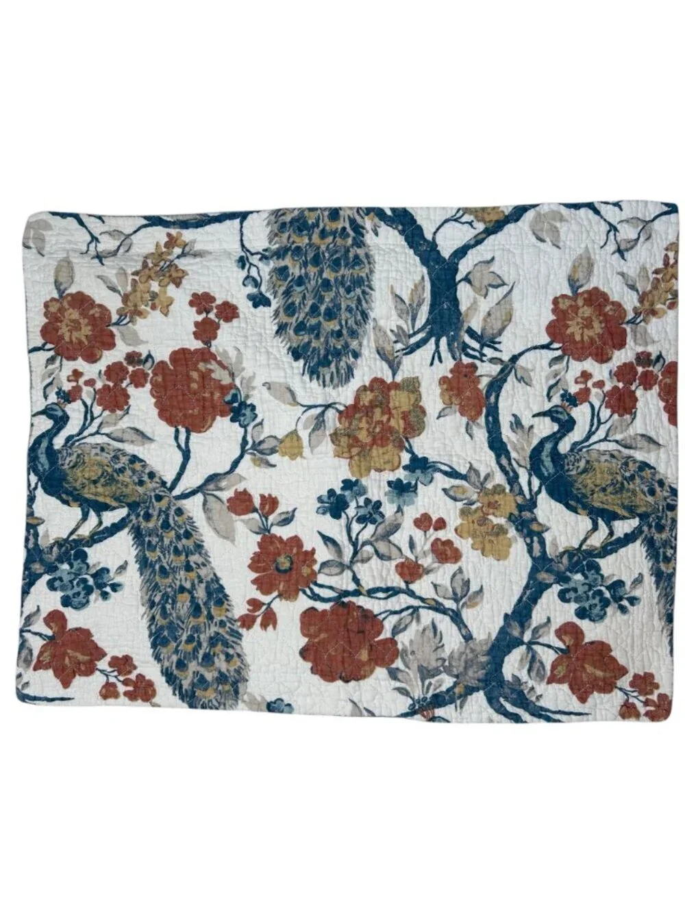 Amrapur Overseas Penelope Peacock Pillow Quilted Shams Green Country Cottage Coa